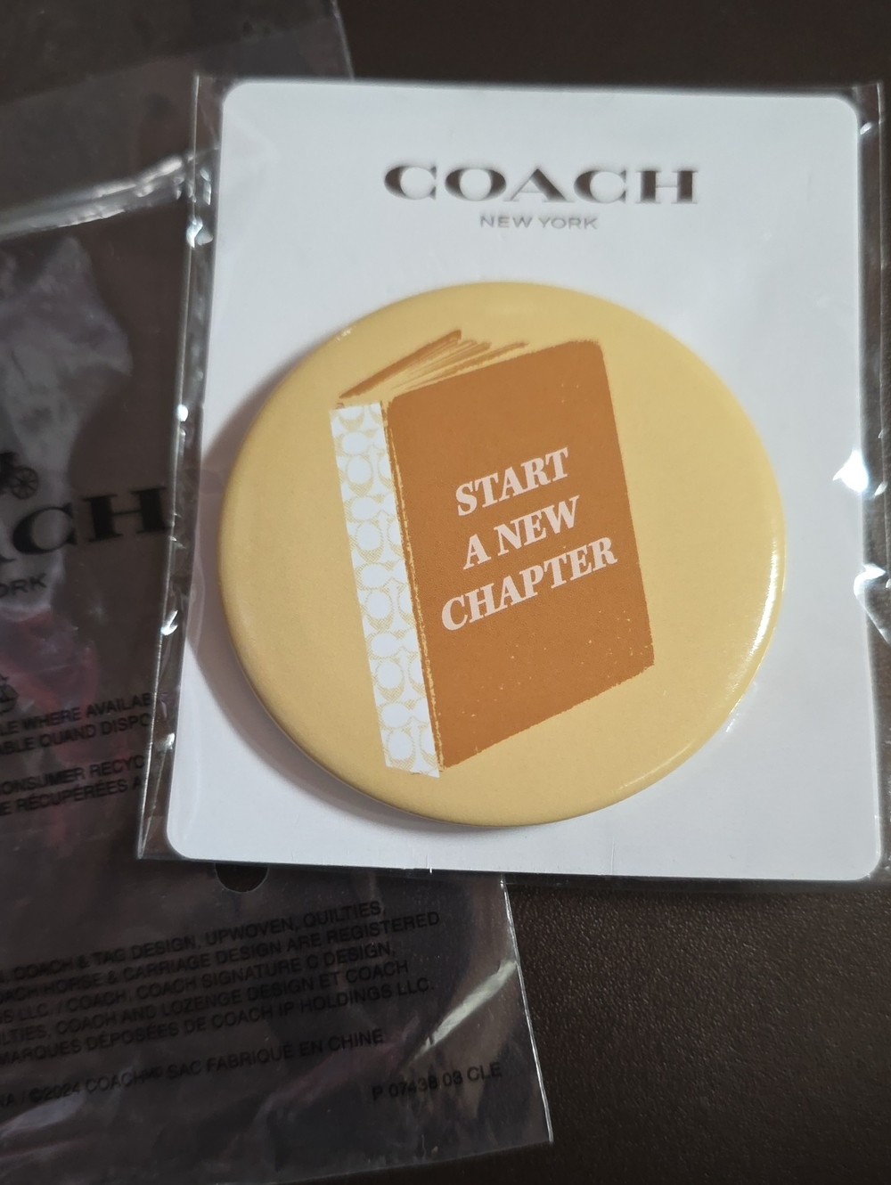Coach 'Start A New Chapter' Book Pin New In Packaging